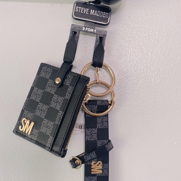 Steve Madden Black/Gray 2-1 belt with credit card holder size small 38” length - Picture 1 of 5